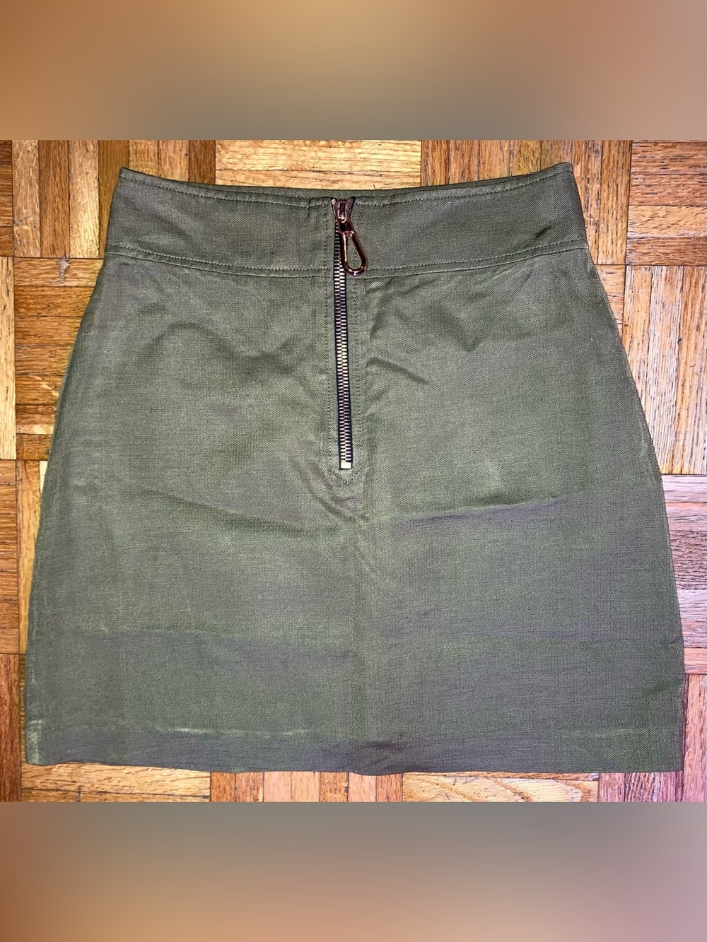 Sandro Olive Green Viscose Cotton Linen Blend Mini Skirt 1/US 4 (runs small)